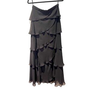 Alex Evenings womens  vintage skirt long tiered flouncy size 12 black. 30 waist